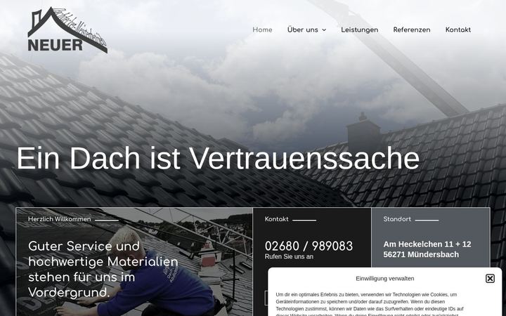 Website-Vorschau: Neuer Dachdecker-Meisterbetrieb